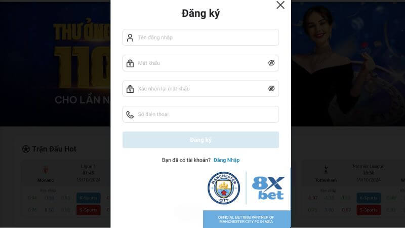 Hướng dẫn đăng ký/đăng nhập vào 8xbet